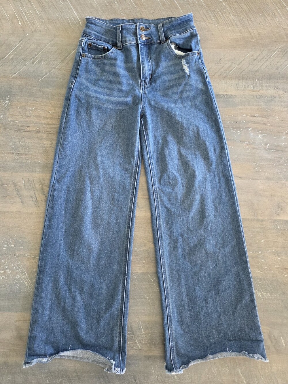 TRACTR Flare Jeans Girls Size 10 Raw Hem Medium Wash